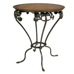 Antique Oval Iron & Wood Side Table (GMD#2918)