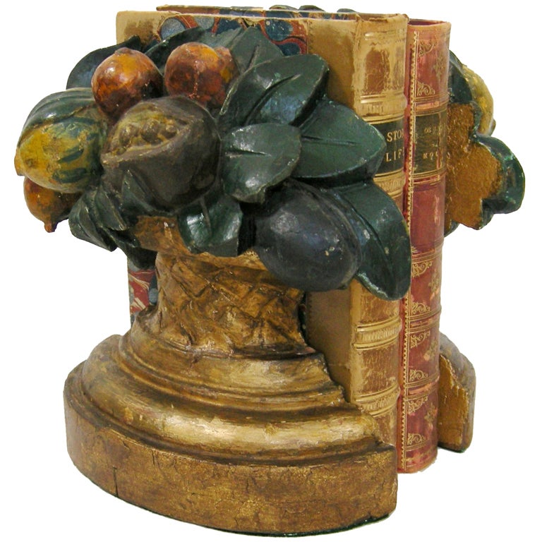 Pair Fruit Basket Motif Bookends (GMD#2932) For Sale