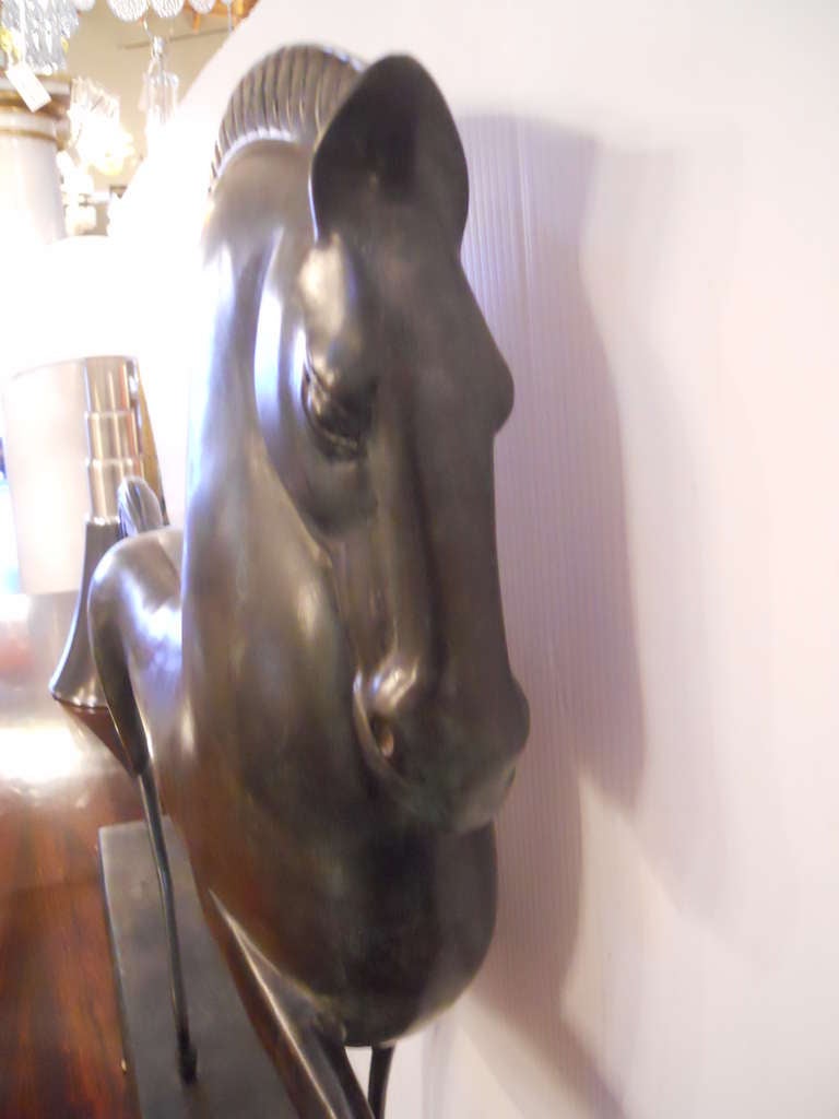 Art Deco Stylized Bronze Etruscan Horse Sculpture in the Manner of Boris Lovet-Borski