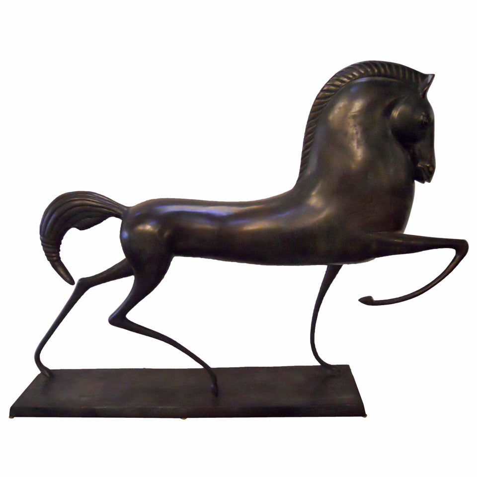 Stylized Bronze Etruscan Horse Sculpture in the Manner of Boris Lovet-Borski