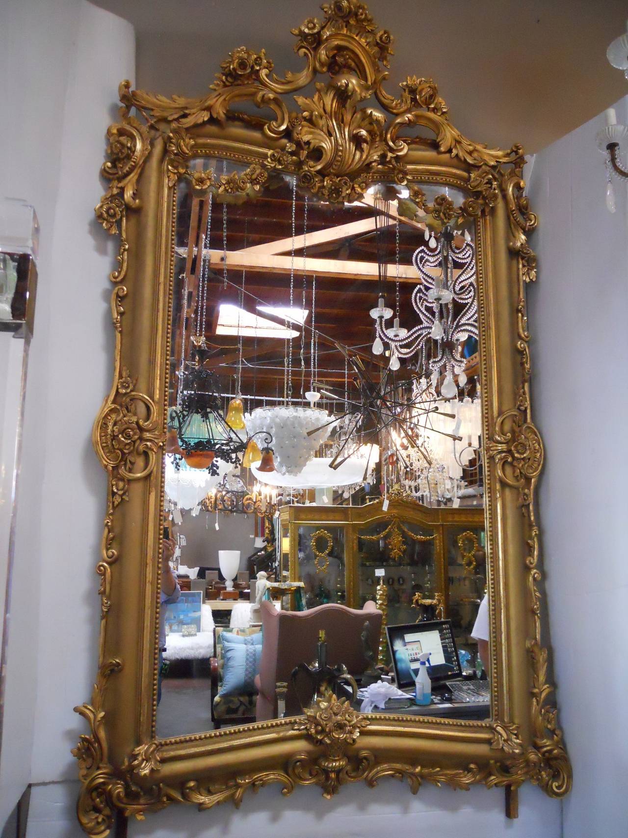 Wood Grand French Gilt Mirror