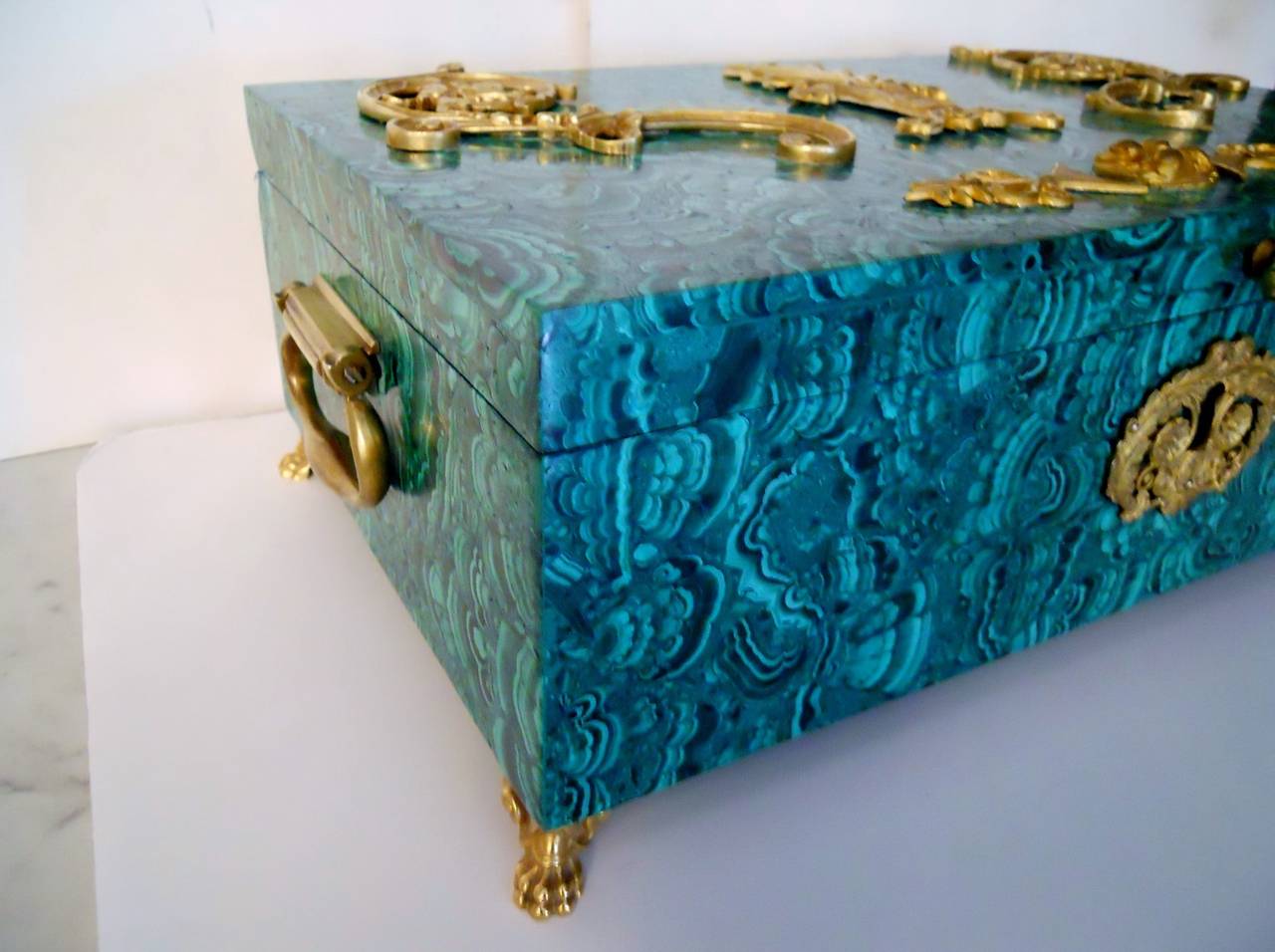 20th Century Impressive Russian Malachite Box