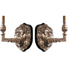 Pair of Hand Carved White Gold Gild Sconces