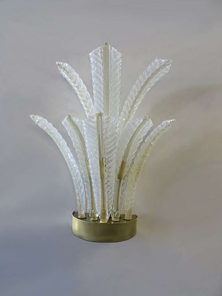 Fabulous set of 4 Barovier and Toso wall sconces with 8 leaves each.  Already rewired for U.S.