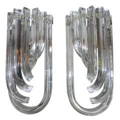 Exuberant Set of Four Venini Twist Wall Sconces