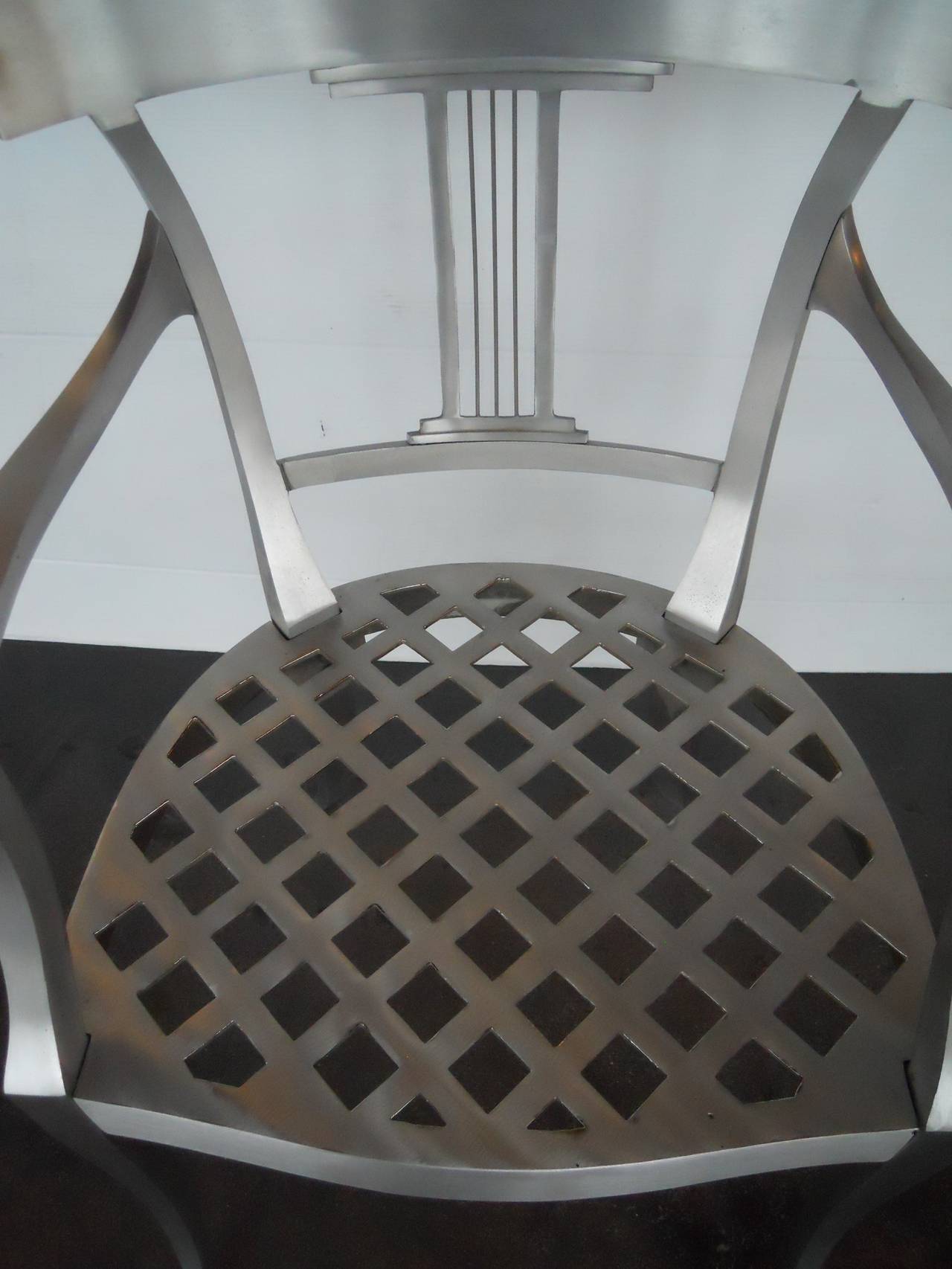 Aluminum Splendid Set of Three Klismos Chairs