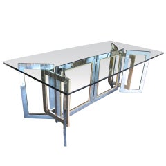 Chrome and Brass Dining Table by Pace International