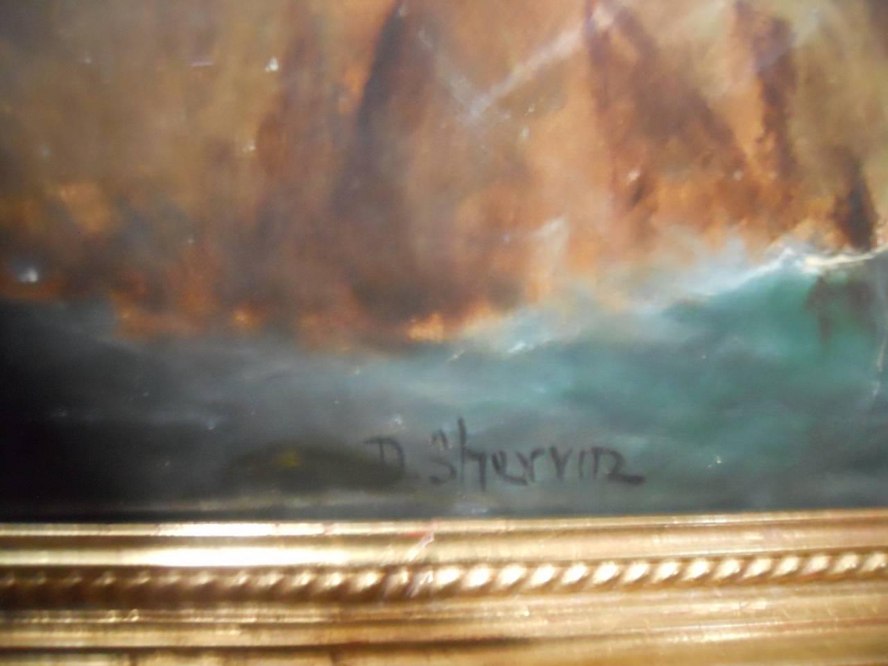 Étonnante peinture à l'huile du 19e siècle de Daniel Sherrin représentant un paysage marin en vente 2