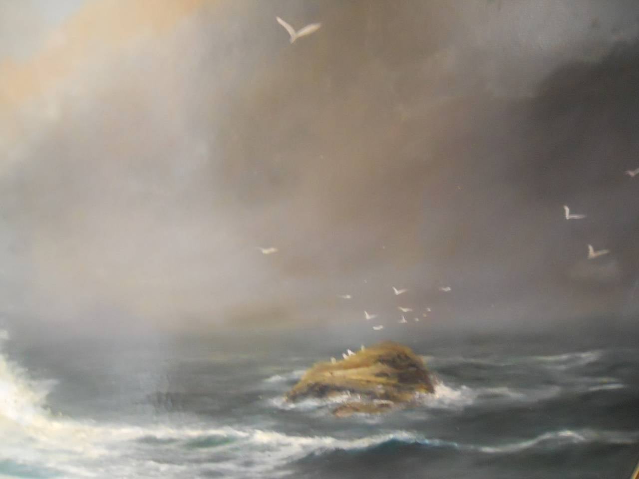Étonnante peinture à l'huile du 19e siècle de Daniel Sherrin représentant un paysage marin en vente 1