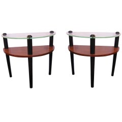 Pair of Demi Lune Two Level End Tables