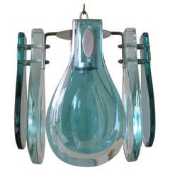 Vintage Great Double Lenses Chandelier in the manner of Fontana Arte by Max Ingrand