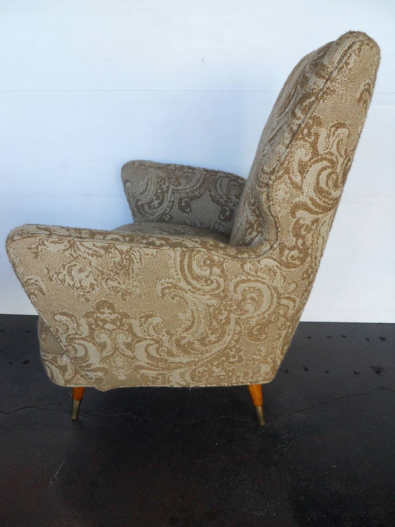 Fabric Elegant Pair of Giulio Minoletti Chairs