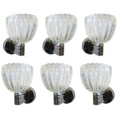 Great Set of 3 Barovier and Toso Pulegoso Wall Sconces