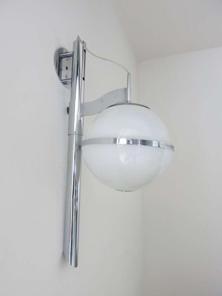 Versatile Pair of Sconces by Sergio Mazza
Adjustable (white ball can move up and down). Can be hung upside down.
11.8