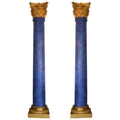 Grand Pair of Lapis Lazuli Columns