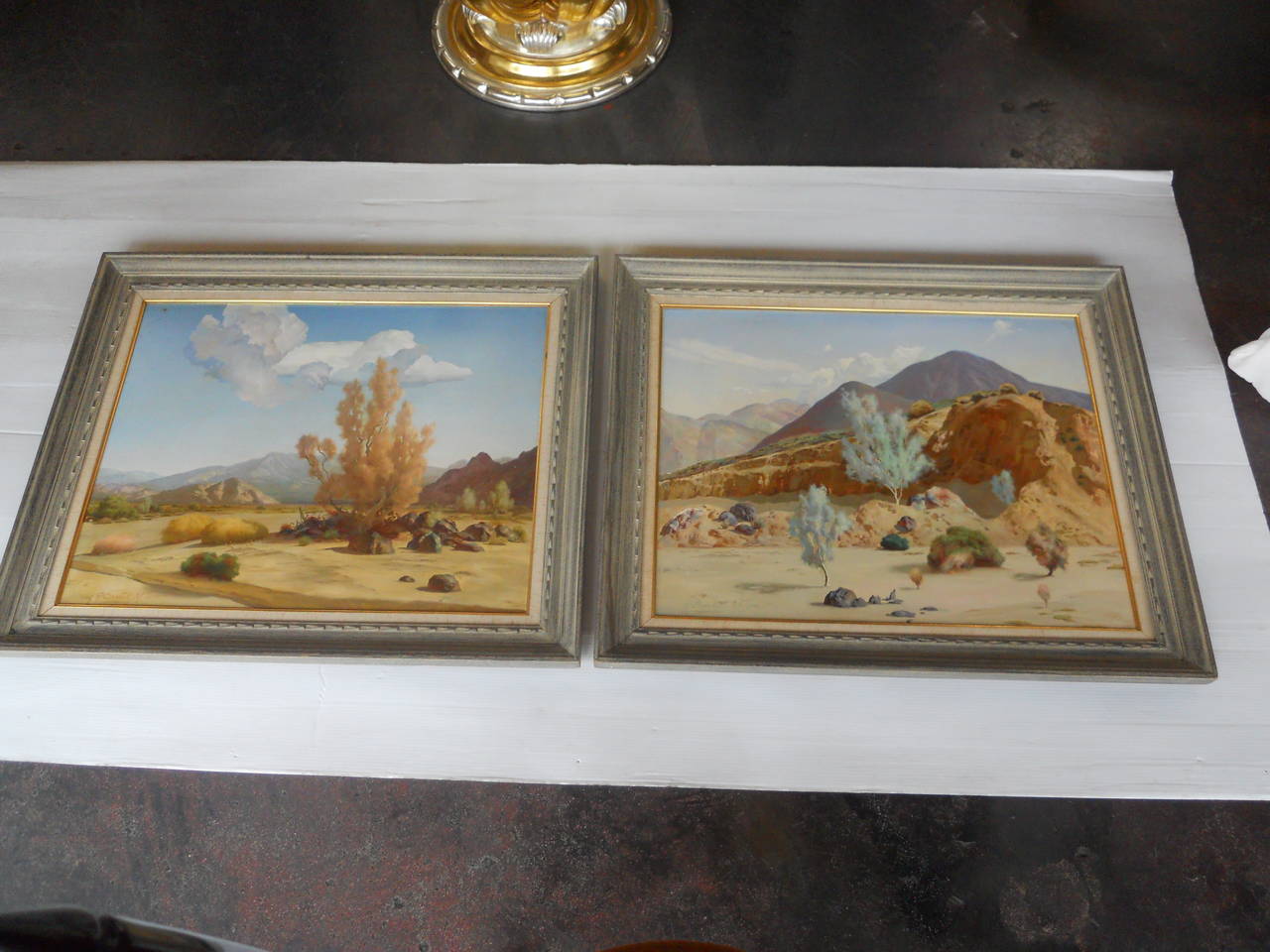 Charming set of two oil paintings by R. Brownell McGrew with signature on both pieces.
The measurements below are with the frame. Without a frame: 29.75