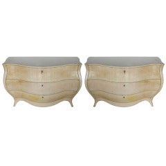 Stunning Pair Of Parchment Commodes in the Style of Armand Albert Rateau