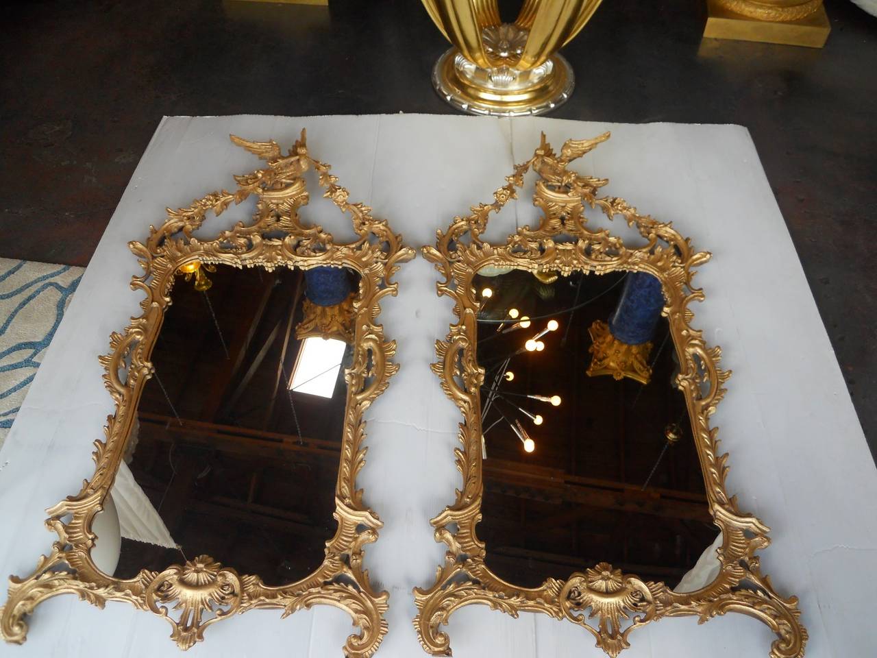 Italian Extraordinary Pair of Chippendale Style Mirrors