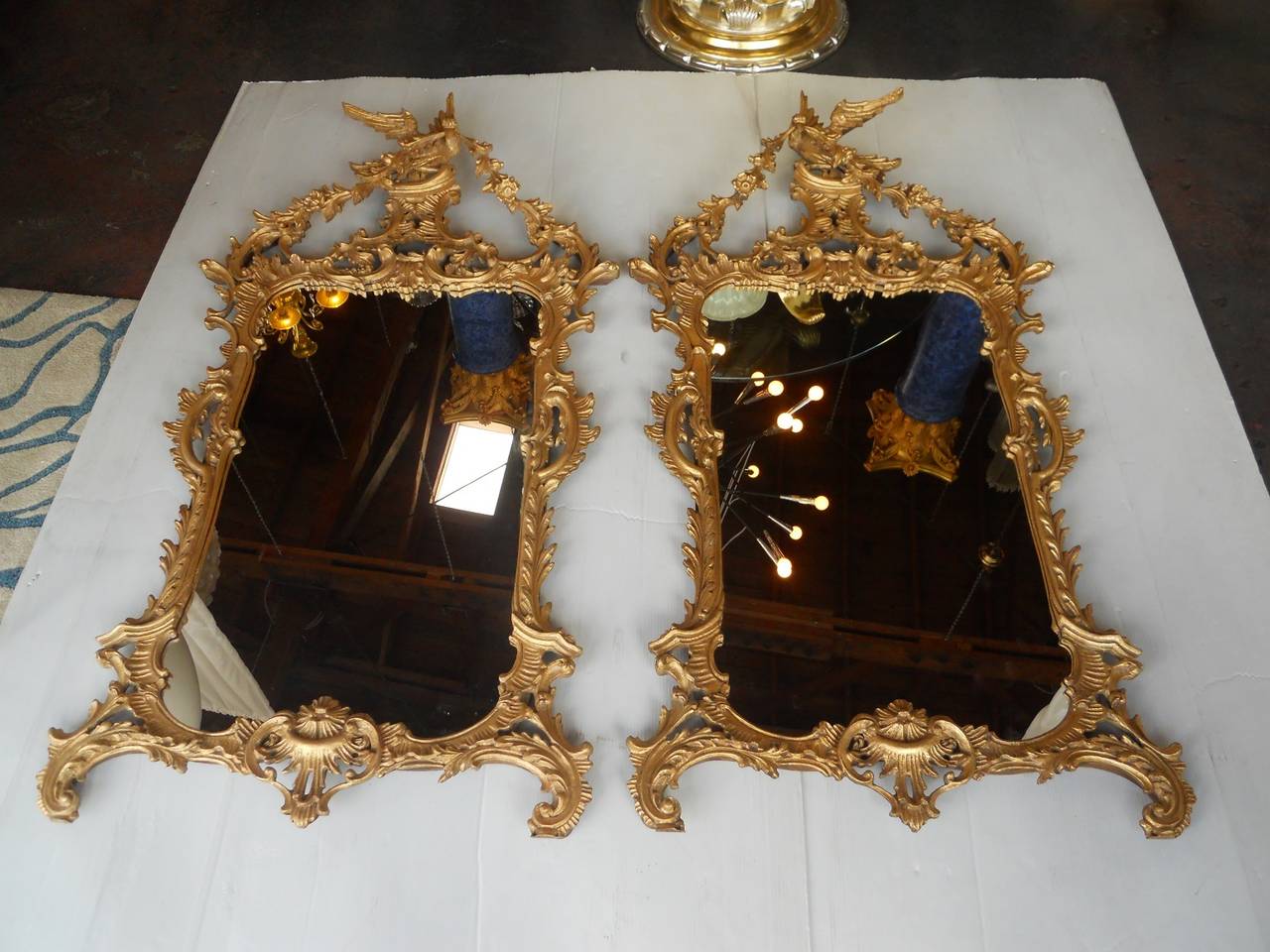 Gilt Extraordinary Pair of Chippendale Style Mirrors
