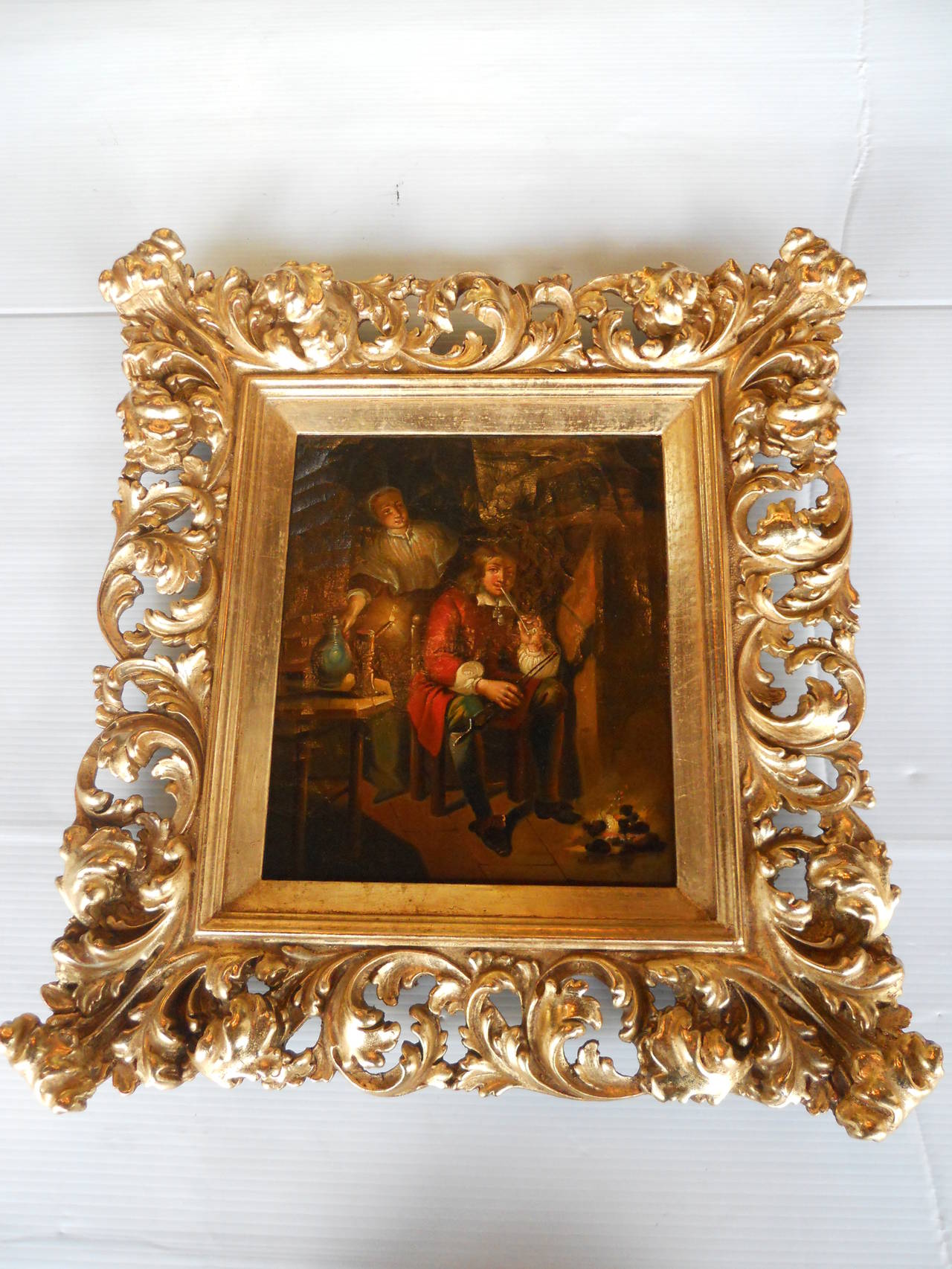 Pair of 18th century German paintings.
The measurements below are for the painting without the frame.
The overall measurement of each painting with the existing frame as show on the pics: 20