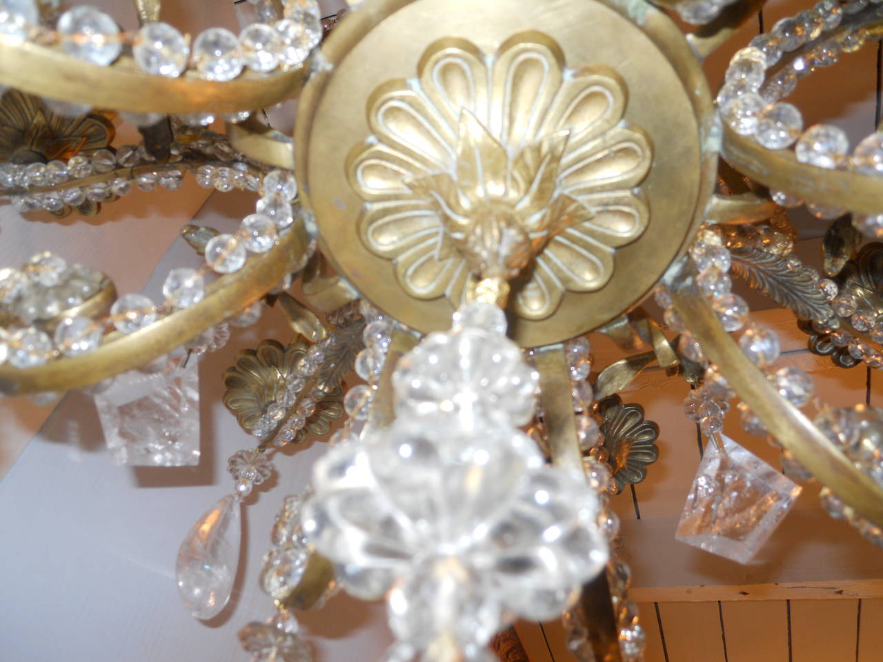 Striking Rock Crystal Chandelier In Excellent Condition For Sale In Los Angeles, CA