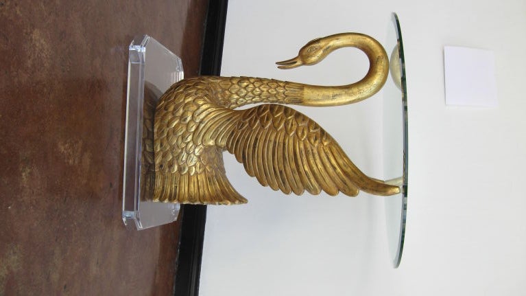 Italian Hand Carved Gold Leafed Swan Table