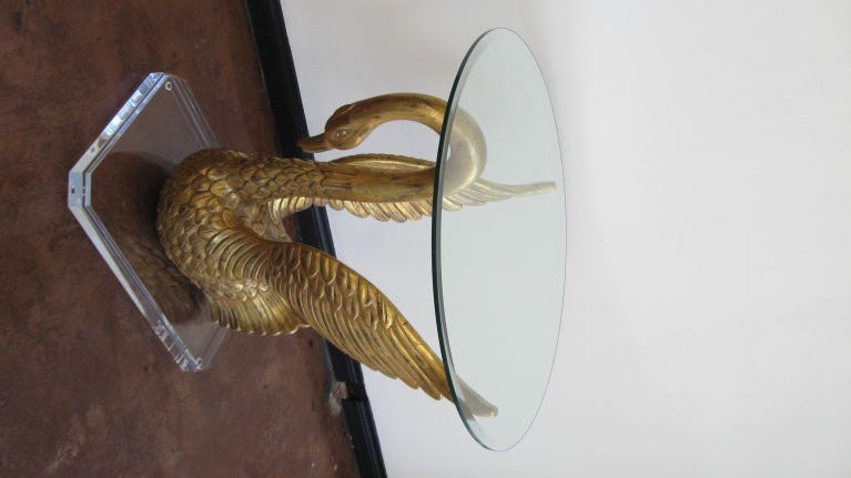 Mid-20th Century Hand Carved Gold Leafed Swan Table