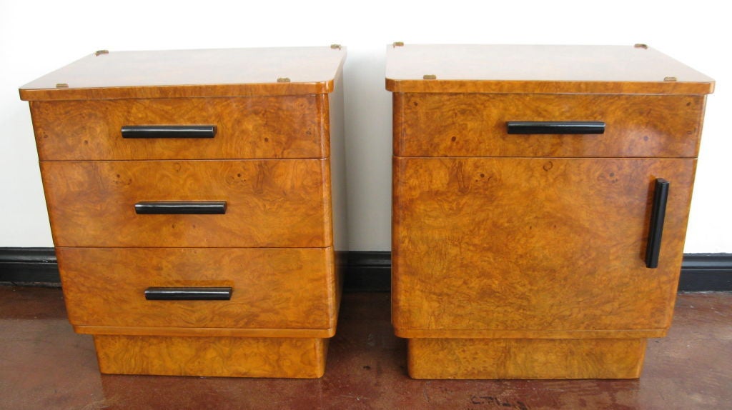 Pair of Burled Olive Wood Night Stands