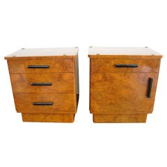 Pair of Burled Olive Wood Night Stands