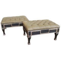 Pair of Leather Traditional Ottomans by Pegaso