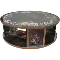Round Mirrored Rotating Coffee Table
