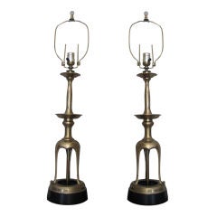 PAIR OF BRASS TABLE LAMPS IN THE STYLE OF MONTEVERDI YOUNG