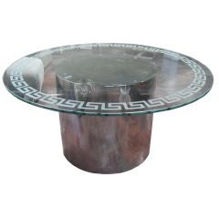 Nickel Plated Metal And Hand Carved Glass Dining Table