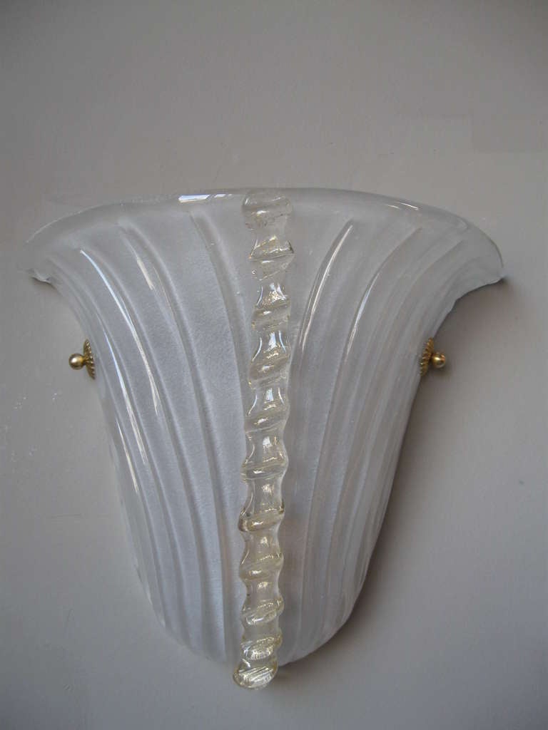 Beautiful Set Of Four Murano Vertical Rib Sconces