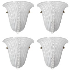 Beautiful Set Of Four Murano Vertical Rib Sconces