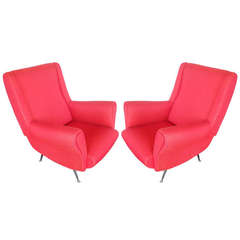Sleek Pair of Chairs In the style of Gio Ponti