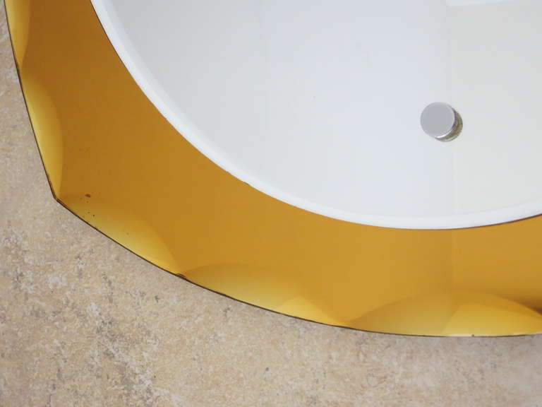 Italian Superb Beveled Amber Mirror In the Style of Fontana Arte