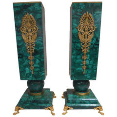 Enticing Pair of Malachite Vases