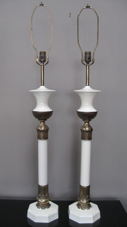 PAIR OF WHITE  TABLE LAMPS BY STIFFEL