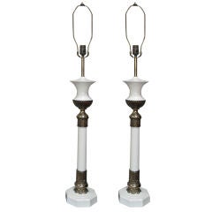 PAIR OF WHITE  TABLE LAMPS BY STIFFEL