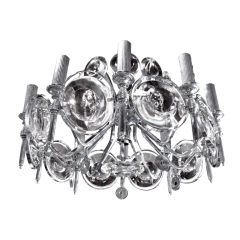NICKEL PLATED METAL AND GLASS CHANDELIER BY SCIOLARI