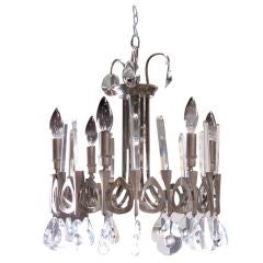 NICKEL AND GLASS CHANDELIER BY SCIOLARI