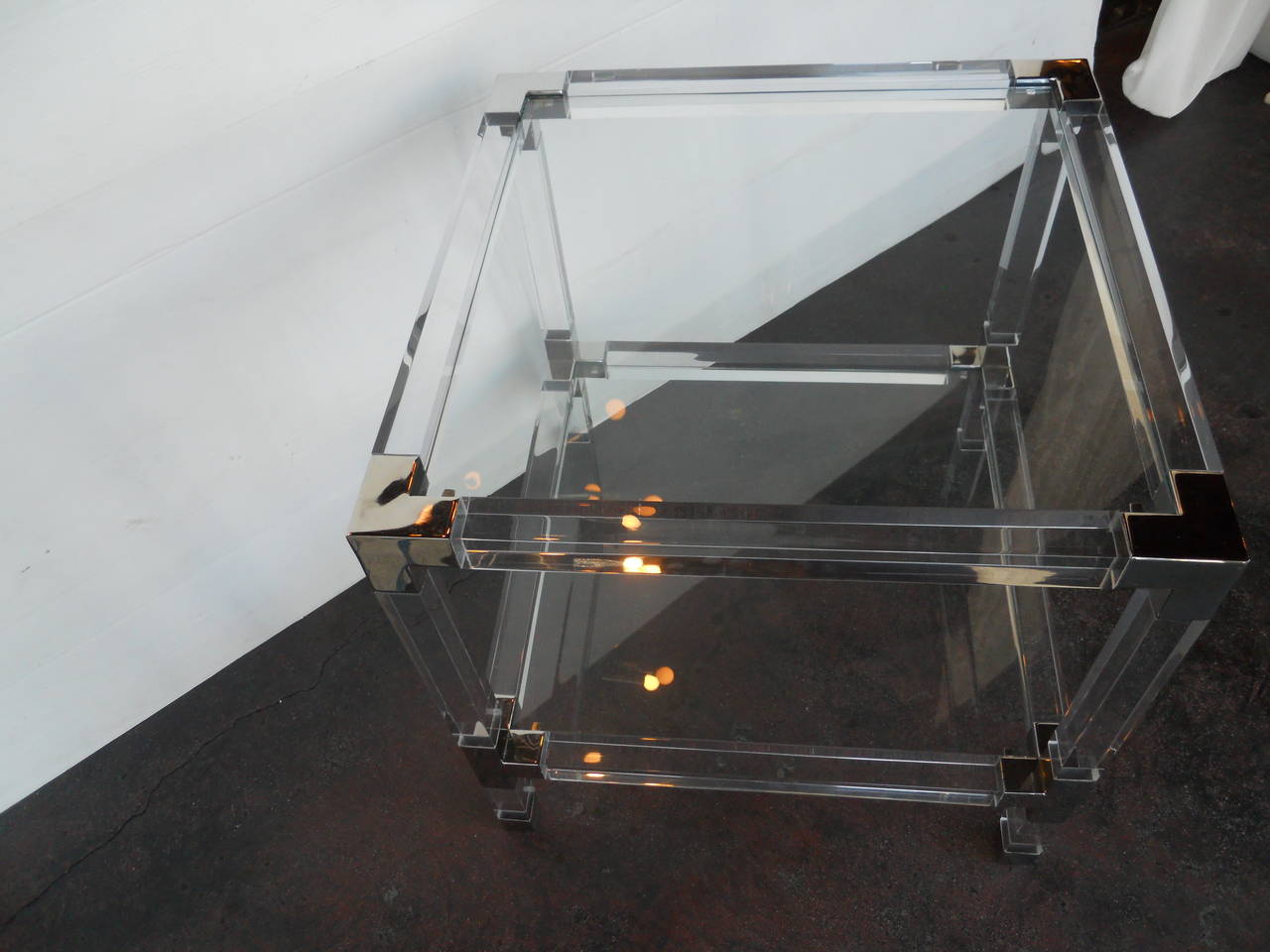 Glass Pair of Charles Hollis Jones Metric Side Tables