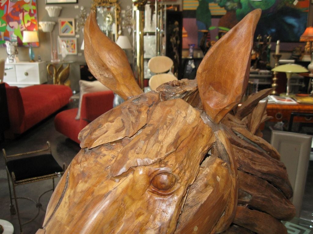 20th Century Rustic American Wood Horse Sculpture