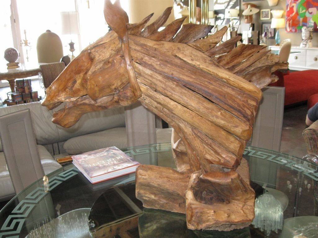 Rustic American Wood Horse Sculpture 3