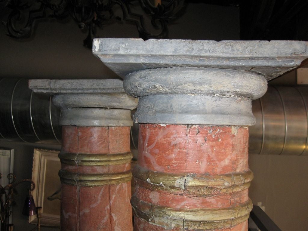 Antique 19th Century  Wood Italian Columns 1