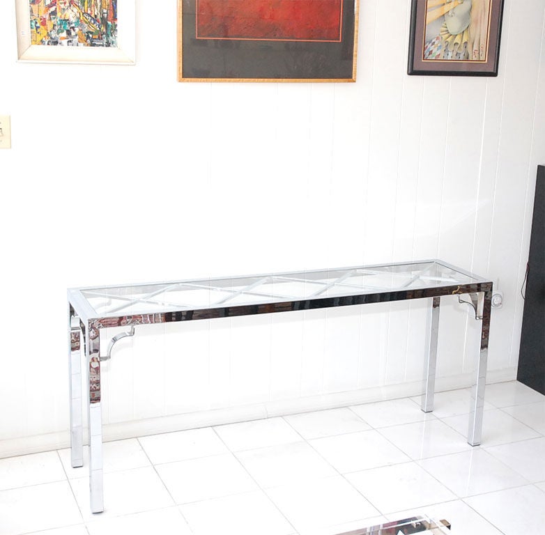 American Polished Nickel Console by Milo Baughman
