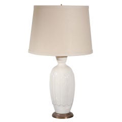 French Art Deco White Crackle Lamp