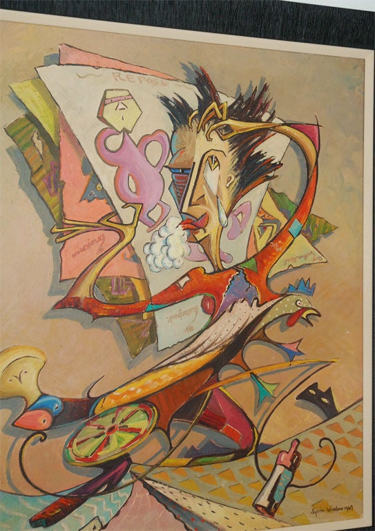 Whimsical Modernist Oil Painting by Sylvia Winslow