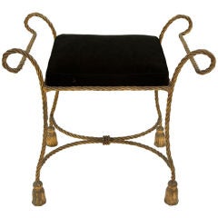 Hollywood Regency Gilded Rope and Tassel Bench